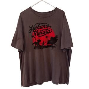 Disney Hakuna Matata 2X T Shirt Red Sunset Cursive Letters Simba Timon Pumbaa
